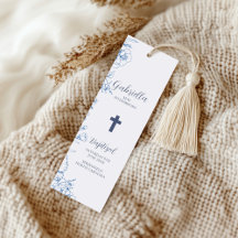 Vintage Blue Flowers Baptism Photo