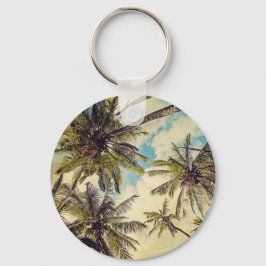 Vintage Blue Hawaii Kauai Palm Tree Chaveiro