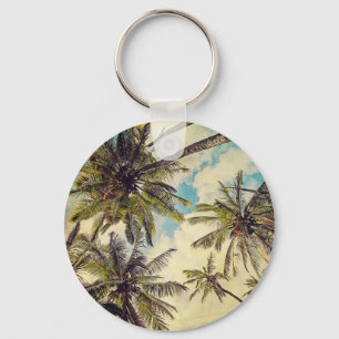 Vintage Blue Hawaii Kauai Palm Tree Chaveiro