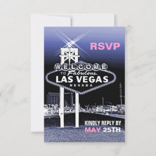 Vintage Blue Las Vegas Modern Wedn RSVP