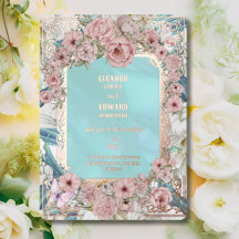 Vintage Blue Peony Invitation