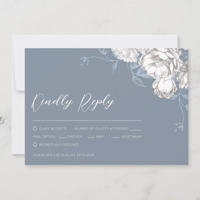 Vintage Blue White e Cinza Desenho Floral (Frente)