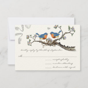 Vintage Bluebird Blooming Branoming RSVP