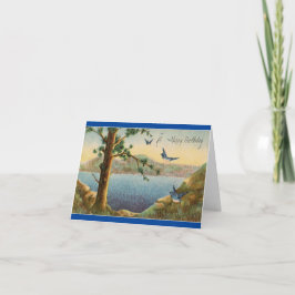 Vintage Bluebird - Cartão de Saudação de Aniversár