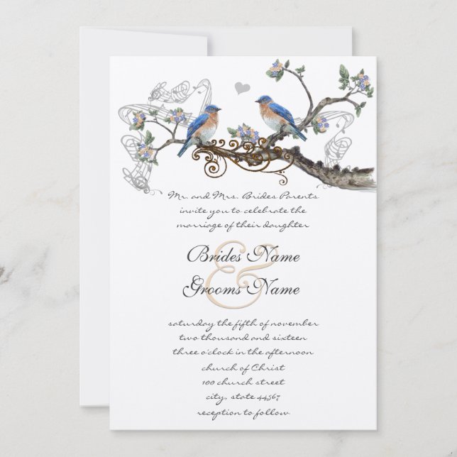 Vintage Bluebird Casamentos Convites (Frente)
