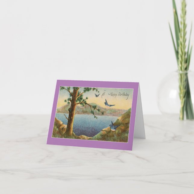 Vintage Bluebird Mãe Cartão de Aniversário (Frente)