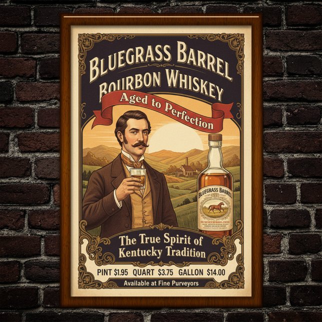 Vintage Bluegrass Bourbon Advertising Poster (Criador carregado)
