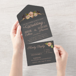 Vintage Blush & Plum - Convite Floral Para Casamen