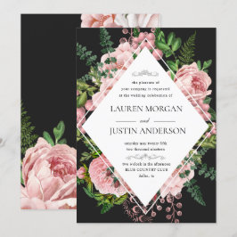 Vintage Blush Rosas Convite Elegante De Casamento