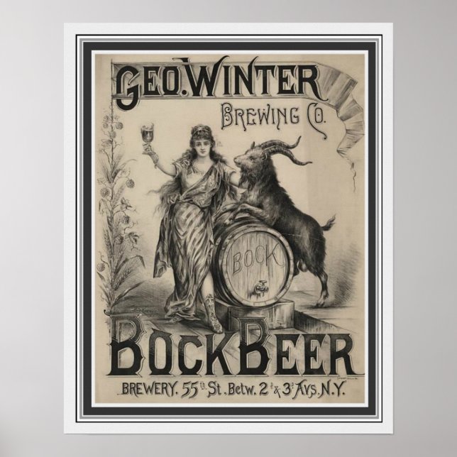 Vintage Bock Beer Poster 16 x 20 (Frente)
