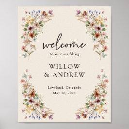 Vintage Boho Floral Welcome Poster