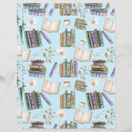Vintage Books Scrapbook Paper in Blue