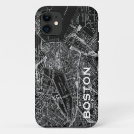 Vintage Boston Black and White Map capas de iphone