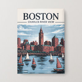 Vintage Boston Massachusetts Cityscape & SailBotes