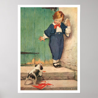 Vintage Boy e Puppy Poster