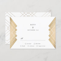Vintage Branca Dourada Gatsby Casamento RSVP