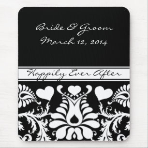 Vintage branco e preto MousePad Wedding floral