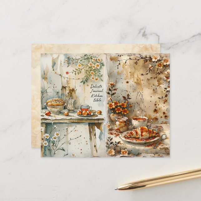 Vintage Breakfast Kitchen Scrapbook Paper (Frente/Verso In Situ)