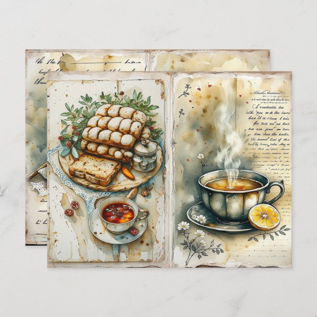 Vintage Breakfast Scrapbook Paper (Frente/Verso)