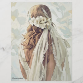 Vintage Bride White Flowers Folha de Véu