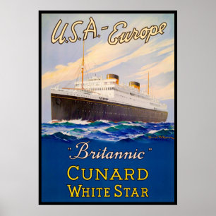 Vintage "Britannic" Cunard White Star Poster