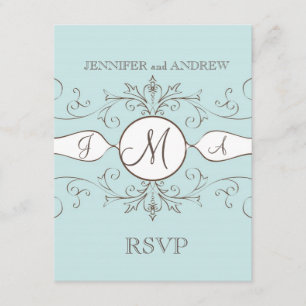 Vintage Brown azul que Wedding cartões de RSVP