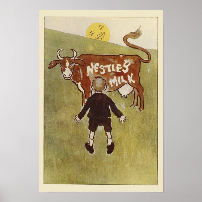 Vintage Brown Cow Nestle's Milk Poster (Frente)