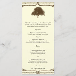 Vintage Brown Oak Tree no Cream Weding Menu