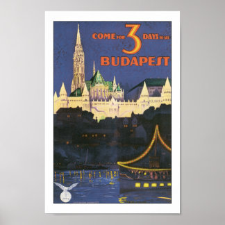 Vintage Budapest Hungary Poster de viagens