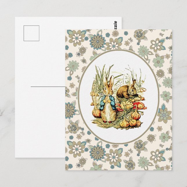 "Vintage Bunnies". Cartões postais páscoas (Frente/Verso)