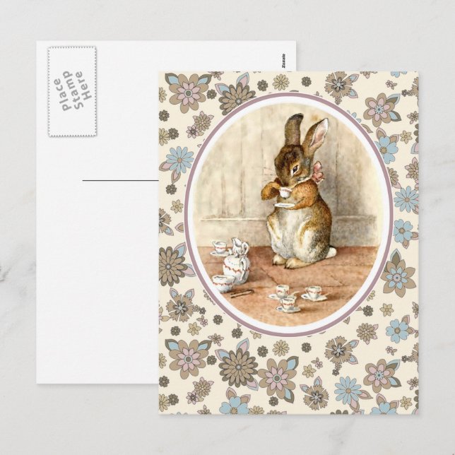 Vintage Bunny. Cartões postais páscoas (Frente/Verso)