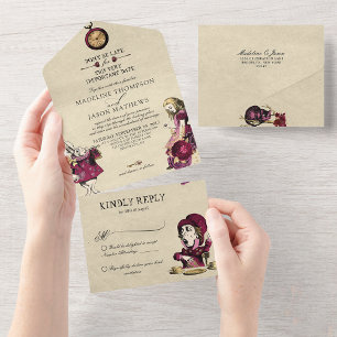 Vintage Burgundy Dourada Alice no Casamento das Ma
