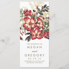 vintage burgundy flores programas de casamento