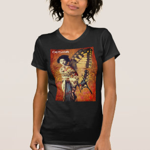 Vintage Butterfly Geisha T-shirt feminina