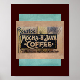 vintage café mocha java label poster