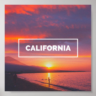 Vintage California Sunset Beach Poster