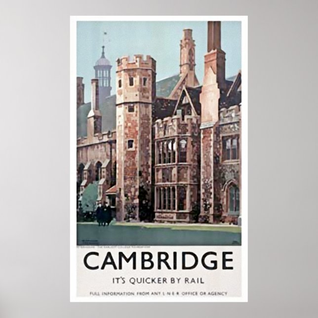 Vintage Cambridge England University Art Impressão (Frente)