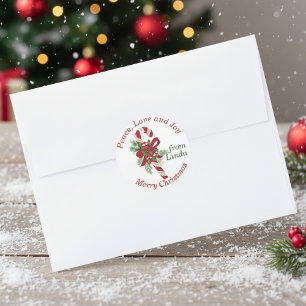 Vintage Candy Cane - Adesivo de Presente de Natal