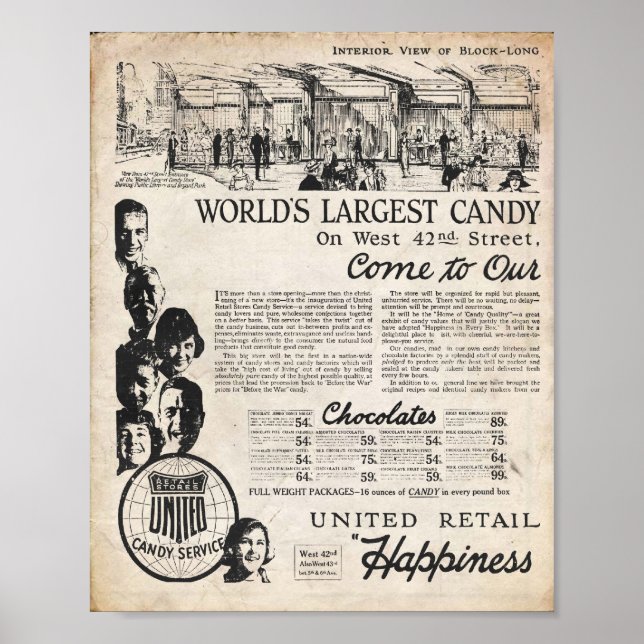 Vintage Candy Store Wall Impressão (Frente)
