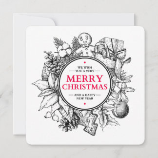 Vintage card de Natal. Traço de mão do Xmas