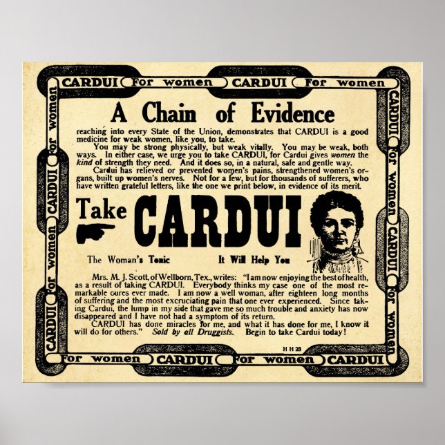 Vintage Cardui Medicine Para Mulheres Impressão (Frente)