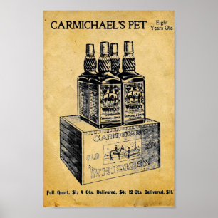 Vintage Carmichaels Pet Whiskey Impressão - Sinal