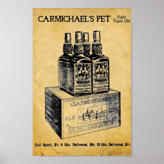 Vintage Carmichaels Pet Whiskey Impressão - Sinal