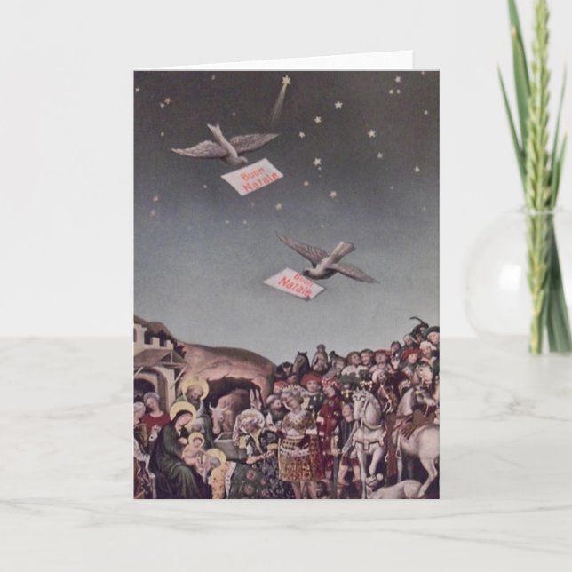 Vintage Cartão de Natal Religioso Italiano (Frente)