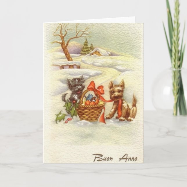 Vintage - Cartão de Saudação de Ano Novo (Frente)