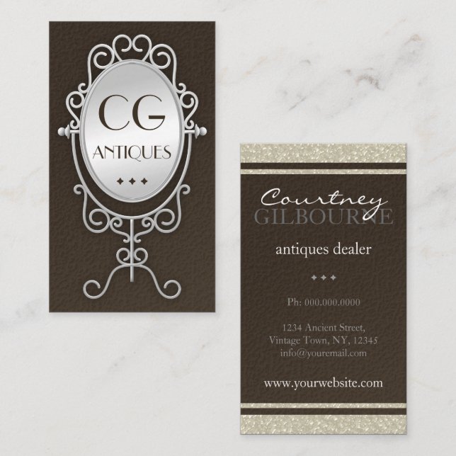 Vintage Cartões de visitas Antiquados do Revendedo (Frente/Verso)