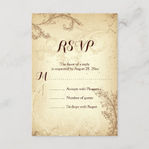 Vintage castanho rolo folha casamento RSVP