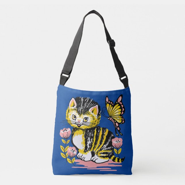 Vintage Cat Kitten BOLSA PURSE CROSSBODY BAG (Frente)
