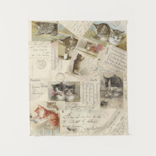 Vintage Cat Postcard French Kittens Tapeçaria