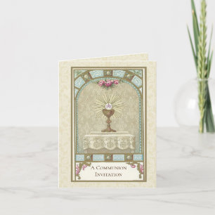 Vintage Católico Primeiro Convite Comunitário Sagr